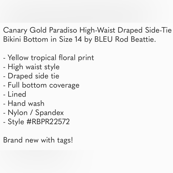 Bleu Rod Beattie bikini bottoms Canary Gold size 14 - Picture 9 of 10